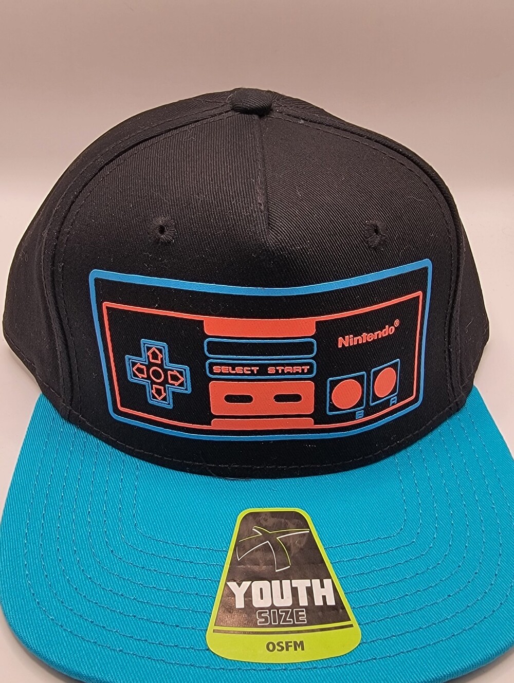 Nintendo Black & Teal Retro Controller Youth Snapback Hat